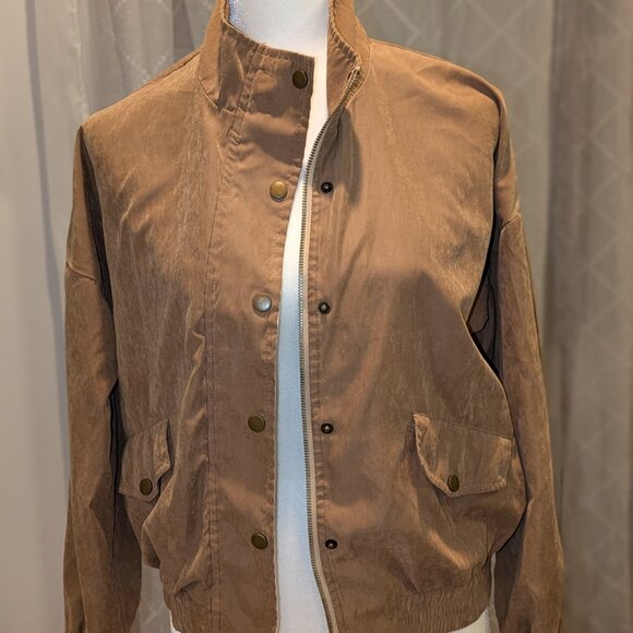 MINE Los Angeles Lightweight Tan Bomber Jacket, Size M - Picture 2 of 2